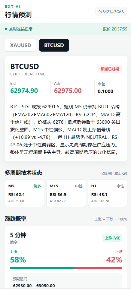 EXT AI 数字资产行情预测平台界面